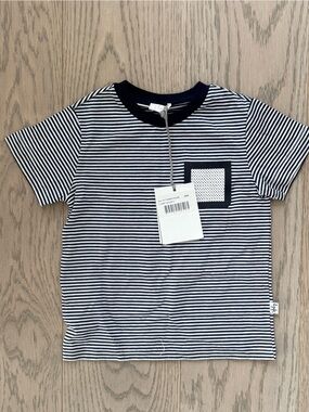 Il Gufo Navy and White Striped Tee (24M)
